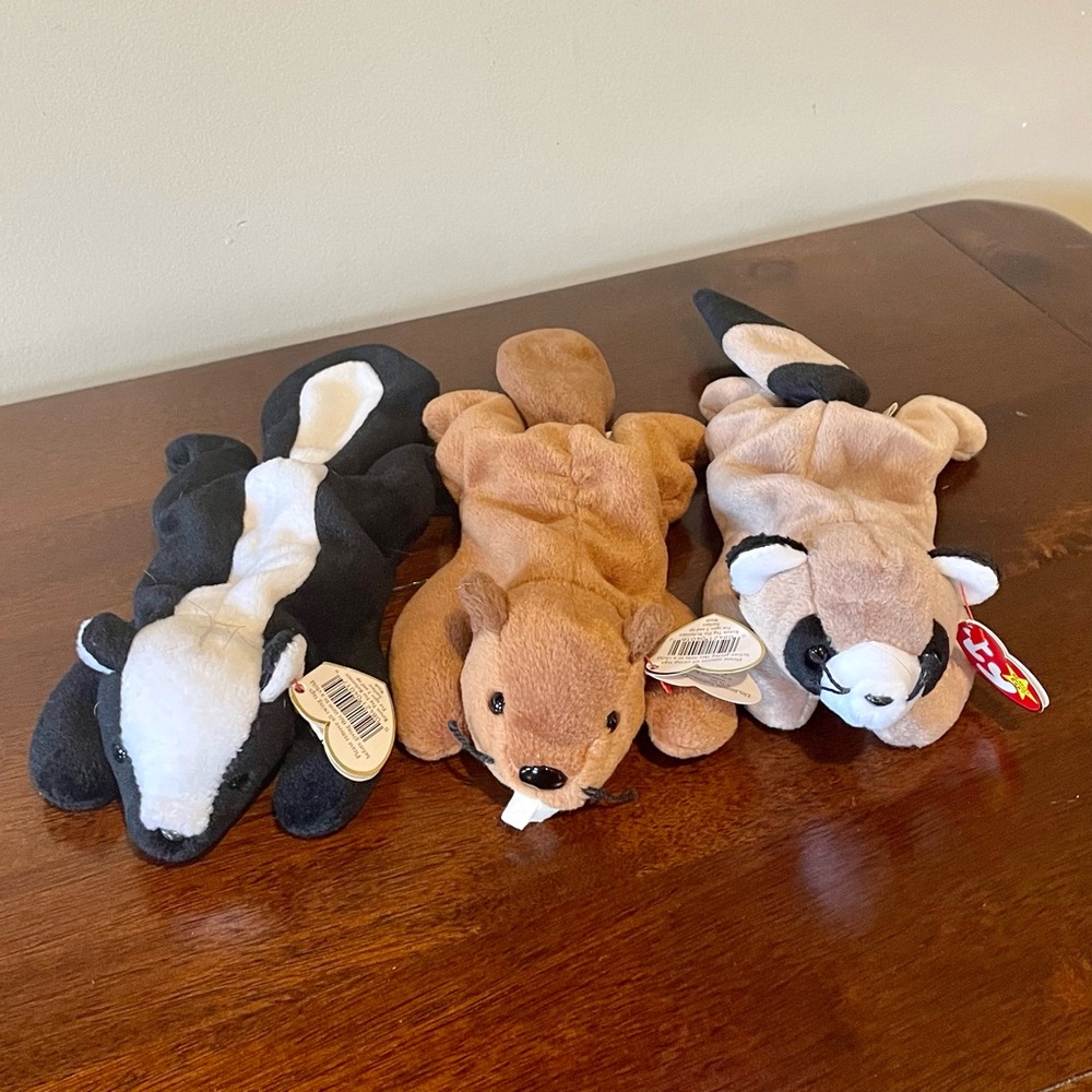 Bundle of 3 Beanie Babies (Stinky, Bucky, Ringo)
